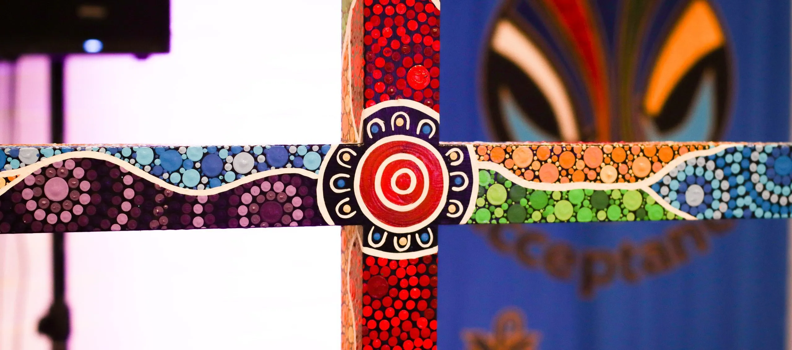 An image of some Indigenous art at the school