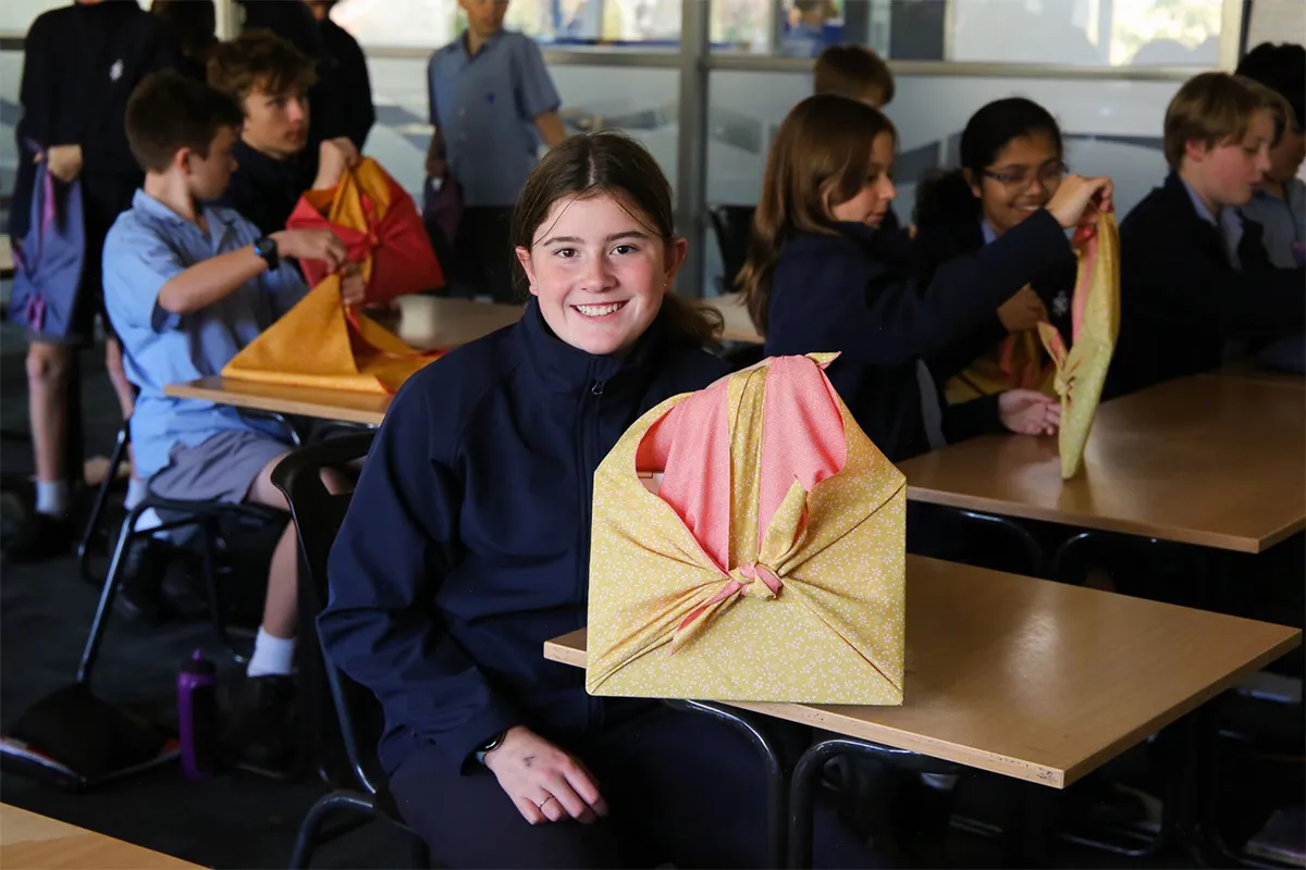 A student with some work made during Languages