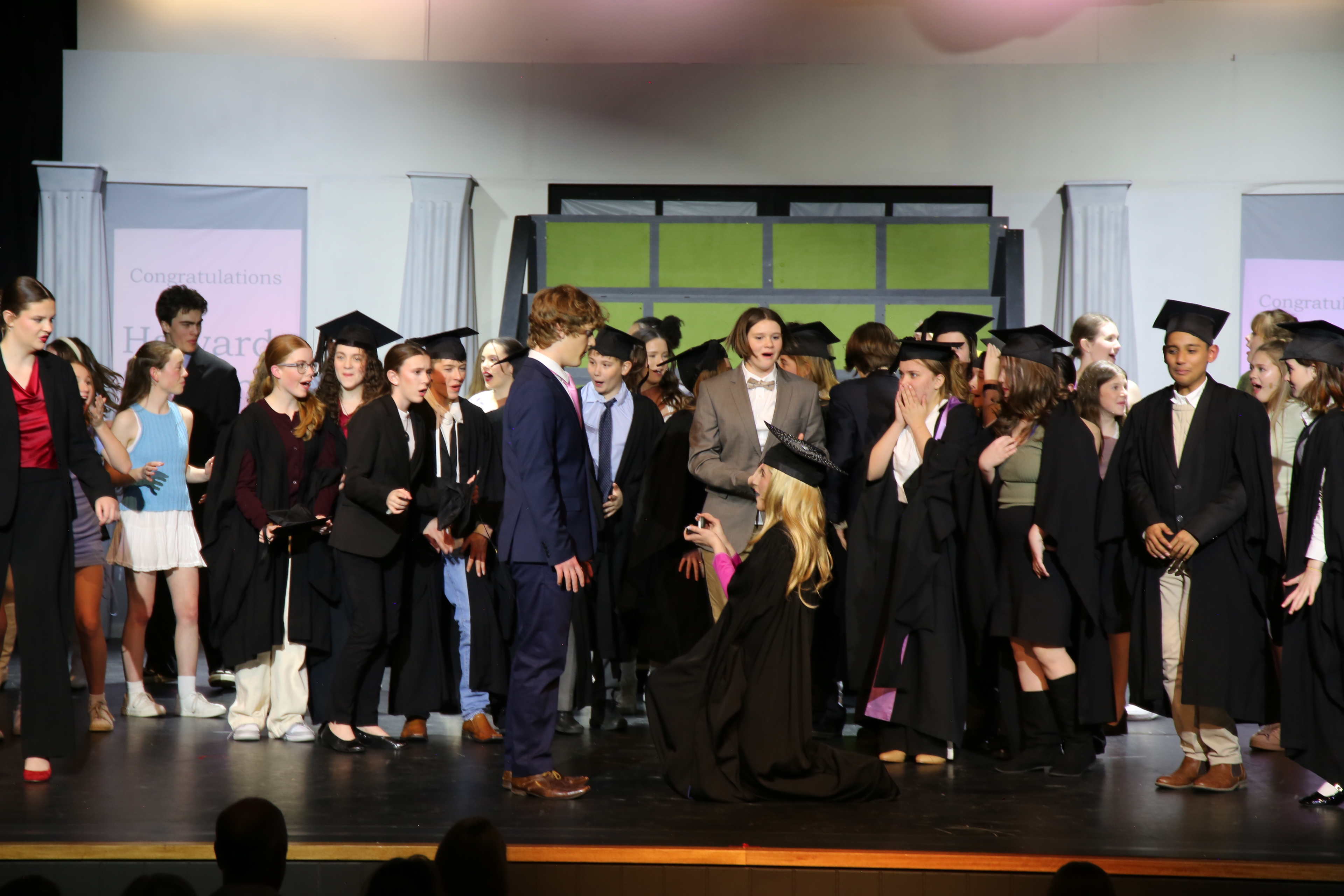 SFX students on stage for the annual musical